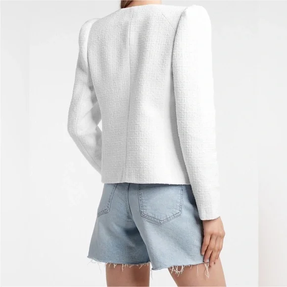 Express White Puff Shoulder Boucle Jacket - Picture 8 of 9